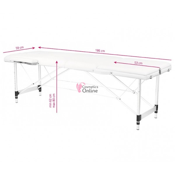 Pat de masaj 3 sectiuni structura aluminiu, model Comfort alb cod ACP 126968